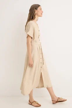 Vestido midi pliegues