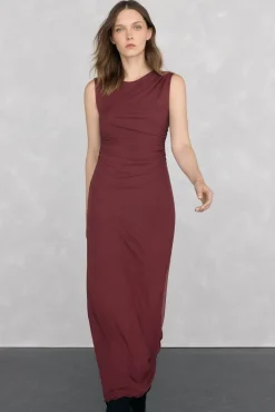 Vestido midi recto frunces tul