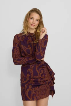 Vestido mini drapeado estampado