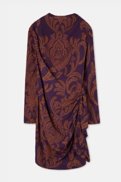 Vestido mini drapeado estampado