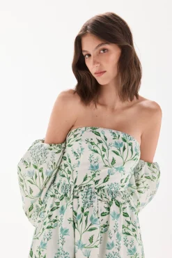 Vestido palabra de honor estampado