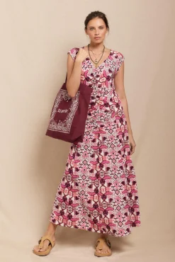 Vestido punto estampado frunce