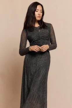 Vestido punto estampado frunce