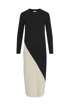 Vestido punto largo bicolor