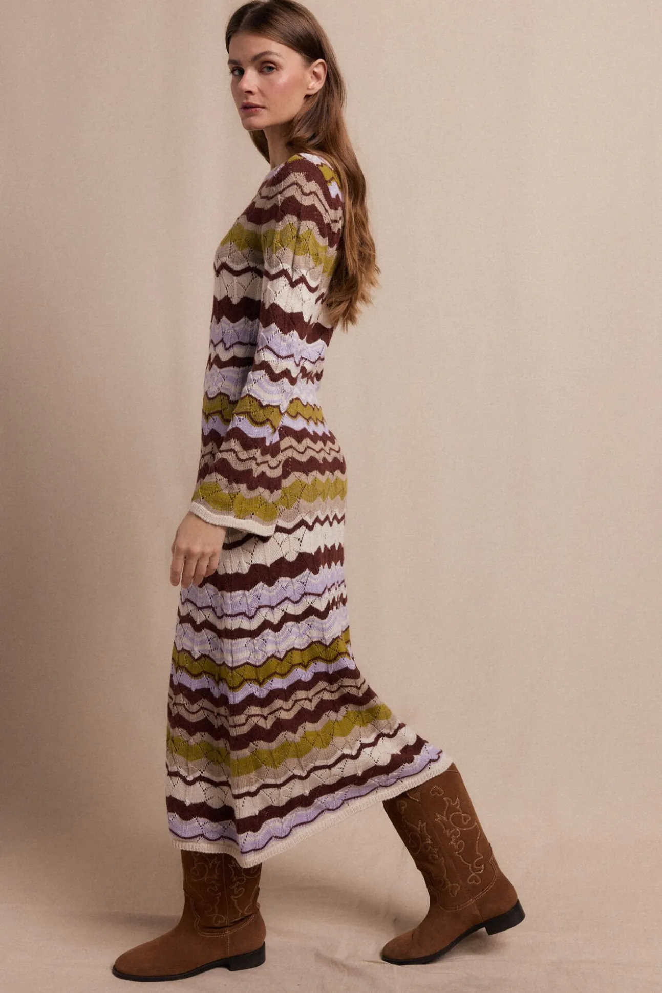 Vestido punto ondas multicolor