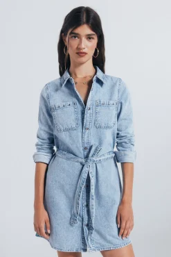 Vestido vaquero camisero tachas