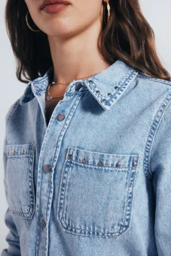 Vestido vaquero camisero tachas