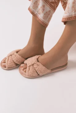 Zapatilla casa borreguito rosa