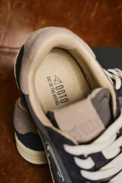 Zapatilla piel y tejido