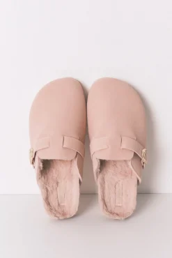 Zapatillas tipo zueco pelo rosa