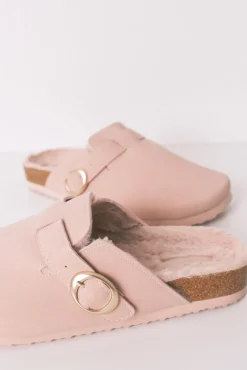 Zapatillas tipo zueco pelo rosa