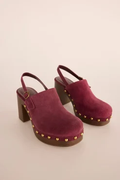 Zueco tacón serraje